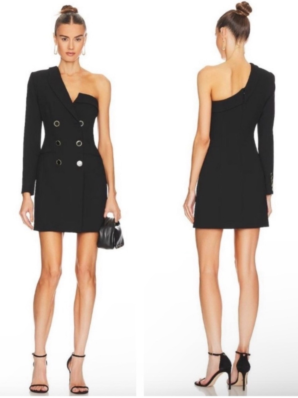 Veronica Beard Middleton One-Shoulder Black Blazer Mini Dress